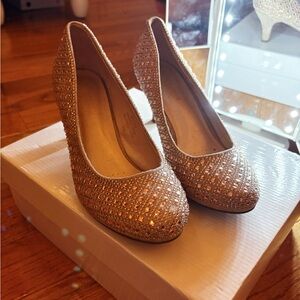 De Blossom Collection Rose Gold Studded Women's Heels